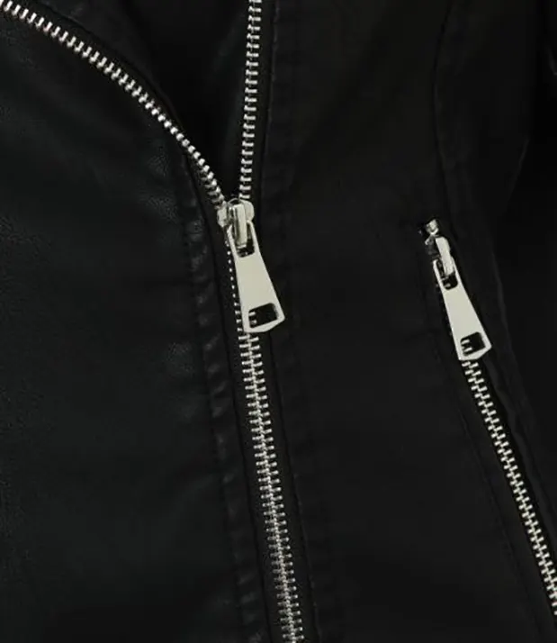 Washed Faux Leather Jacket with Fluid Drape
